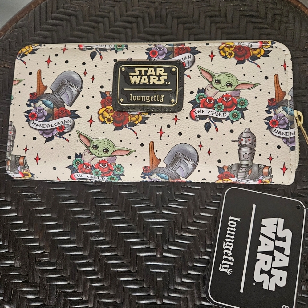 Exclusive Loungefly Disney Star Wars the Mandalorian Tattoo Print Wallet